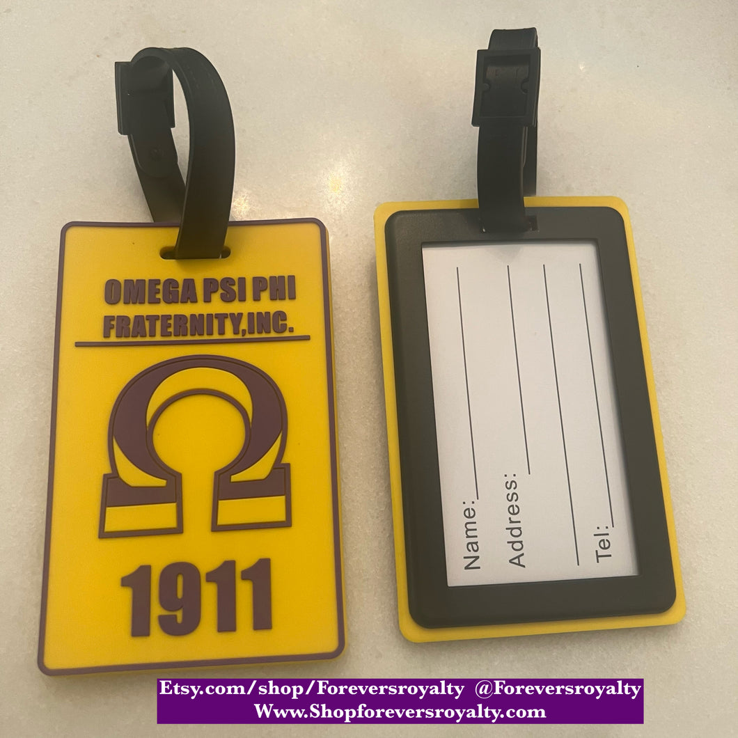 Omega Psi Phi luggage tag