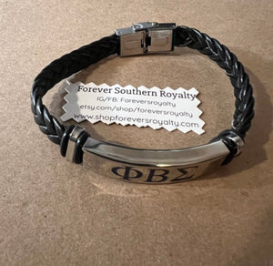 Leather Phi Beta Sigma bracelet.