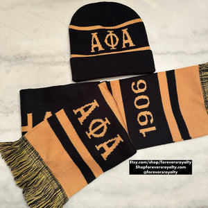 Alpha Phi Alpha scarf and hat
