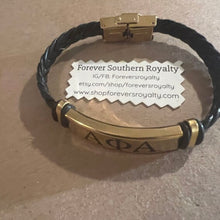 Load image into Gallery viewer, Leather Alpha Phi Alpha bracelet