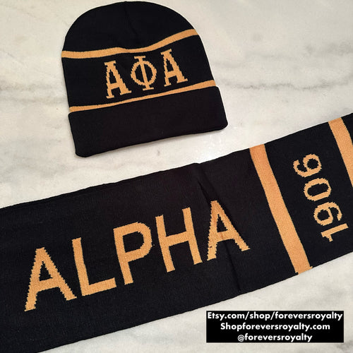 Alpha Phi Alpha scarf and hat
